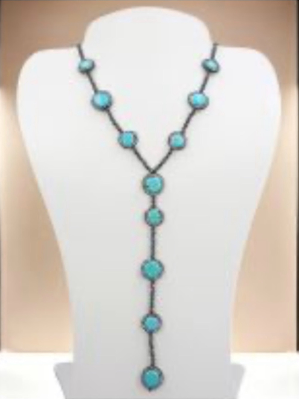 Turquoise Beaded Lariat Necklace - Women Jewelry